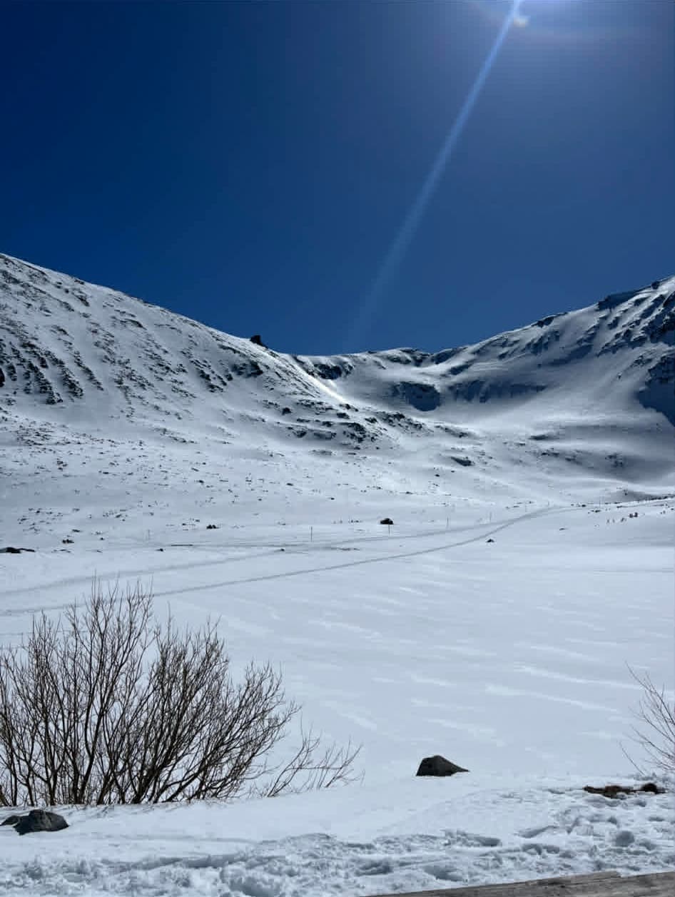 Skier carving a clean turn on an empty groomer