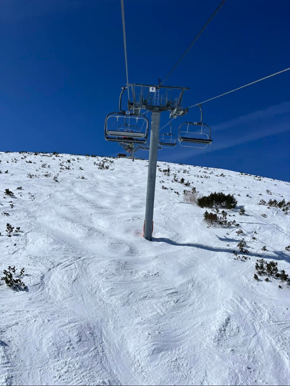 A view of the Markudjik 2 chairlift on a sunny day